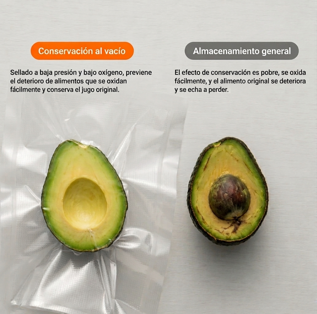 Comparación de palta: conservación al vacío vs almacenamiento general